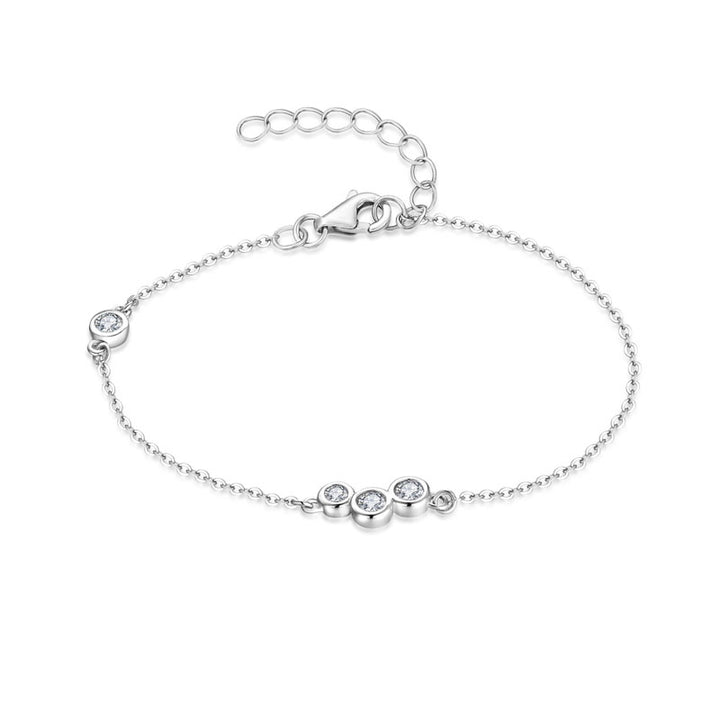 Round Bezel Set Silver Bracelet