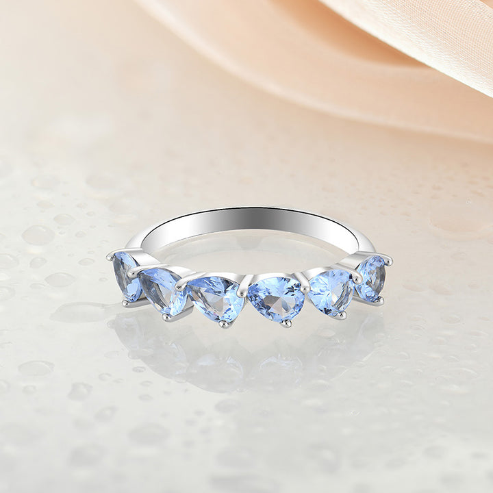 Blue Sapphire Flower Ring