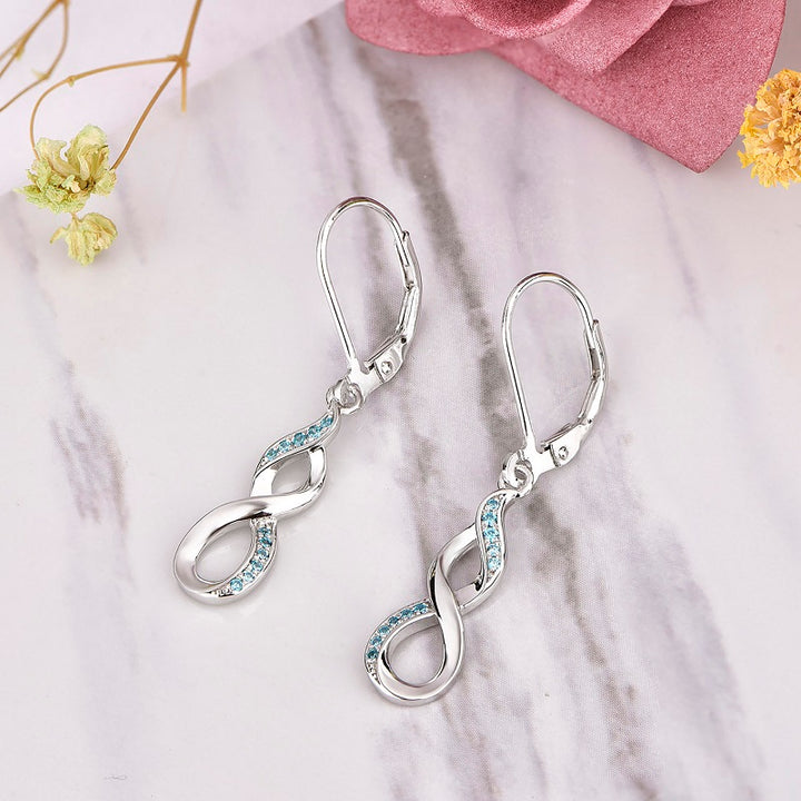 Blue Leverback Infinity Earrings