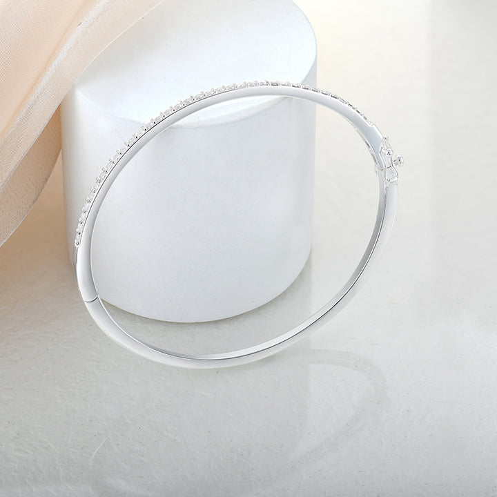 Cubic Zirconia Silver Bangle