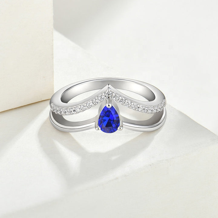 Blue Sapphire Wishbone  Ring