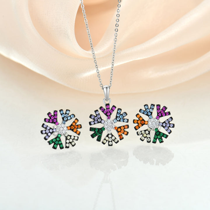 Rainbow Snowflake Stud Earrings