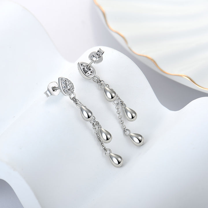 Silver Charm Drop Earrings