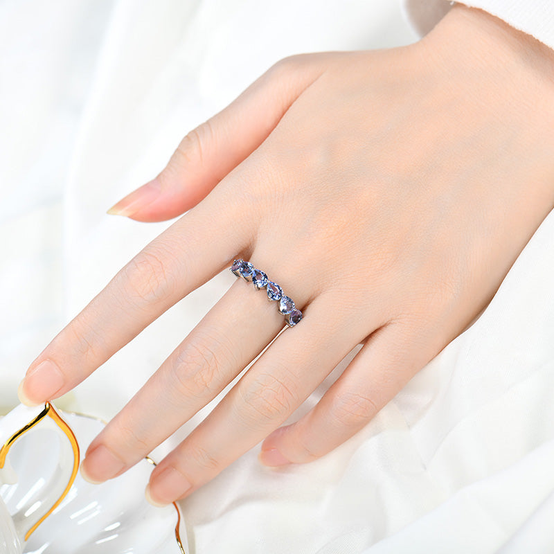 Blue Sapphire Flower Ring