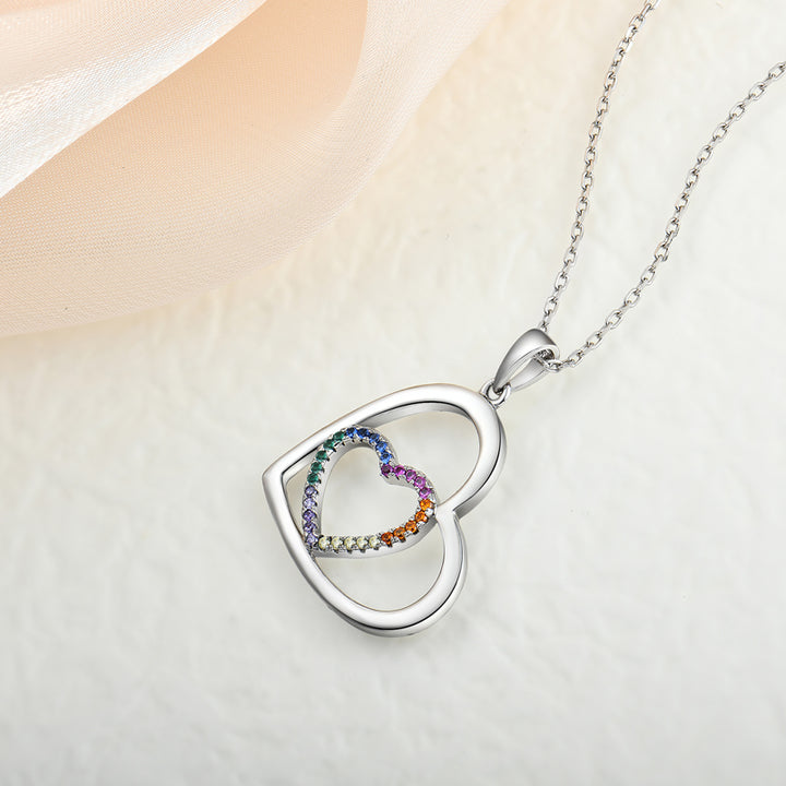 Colourful Crystal Double Heart Necklace