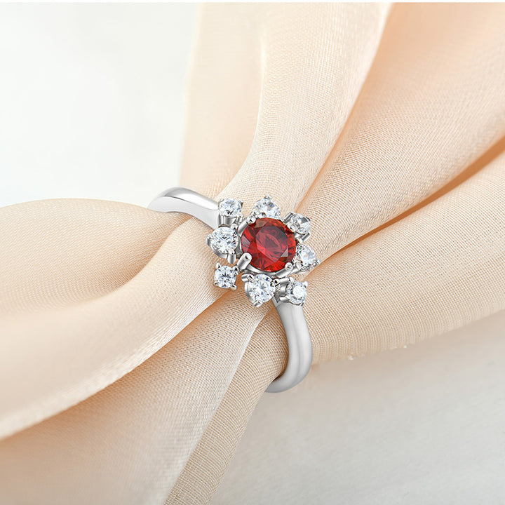 Ruby Red Flower Ring