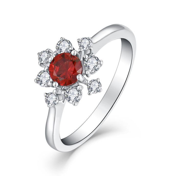 Ruby Red Flower Ring